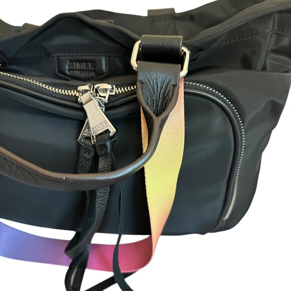 Aimee Kestenburg Lighten Up Convertible Tote Purse Shoulder Bag Lg Nylon Leather - Picture 5 of 15